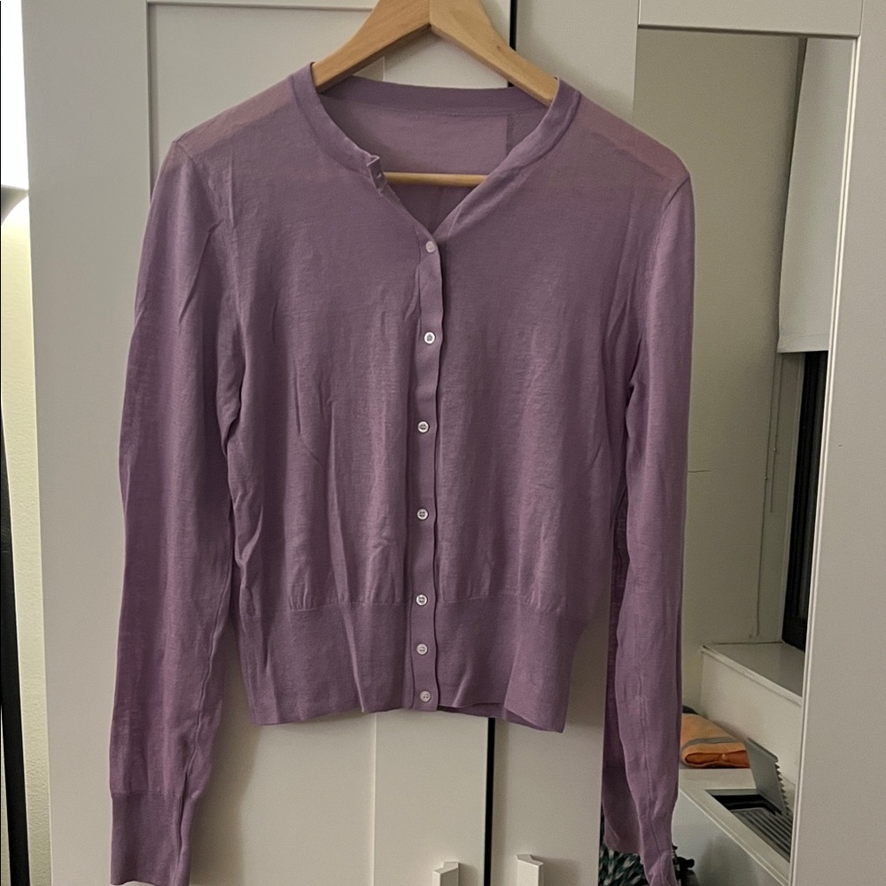 Lavender Button-Up Cardigan